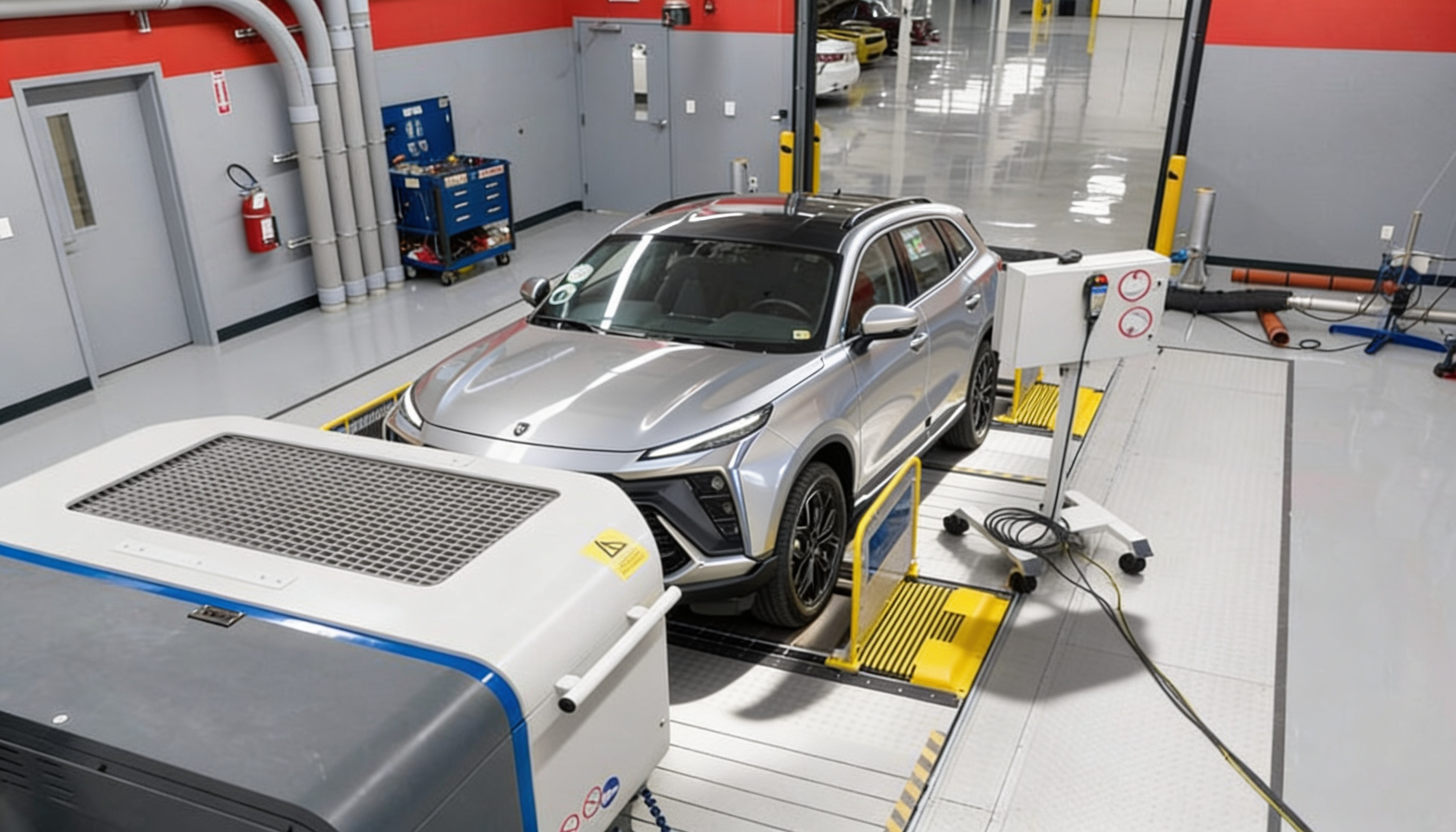 Vehicle road emission test room
